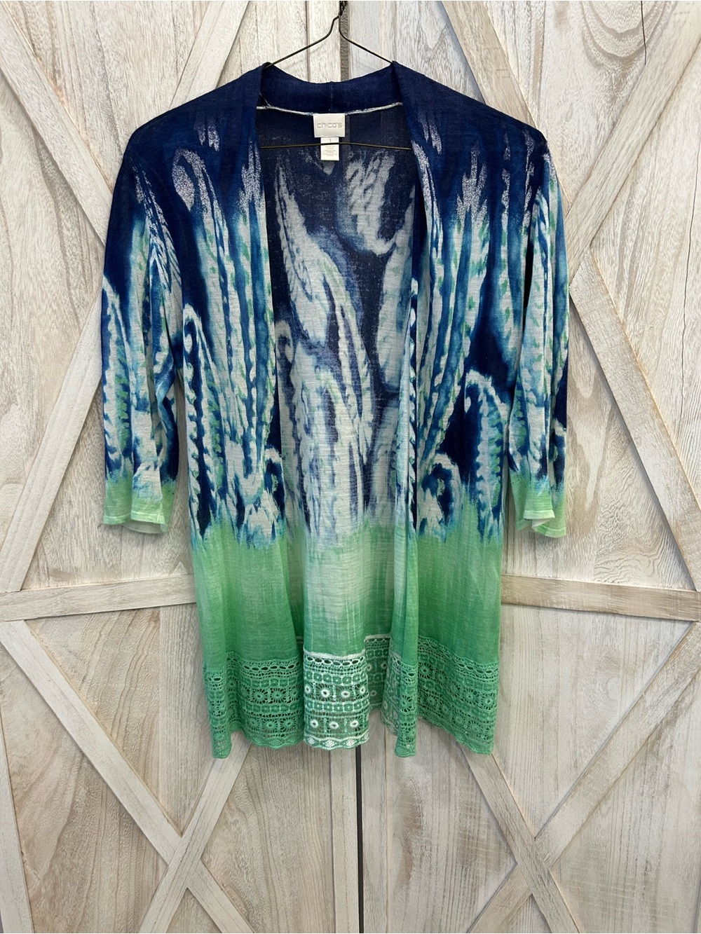 Chico's Blue Tie-Dye Knit Top